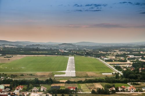 airport runway aerial photo