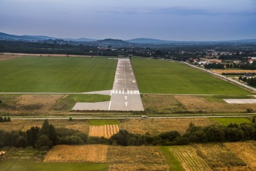 airport runway aerial photo