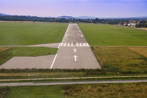 airport runway aerial photo