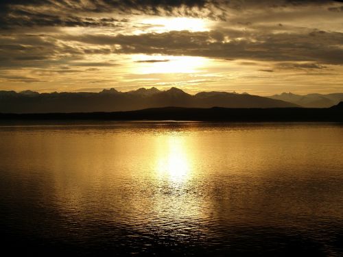 alaska sunset glacier