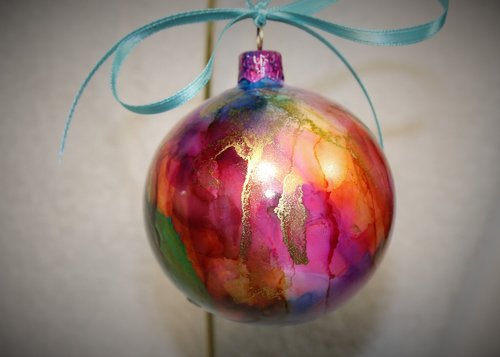 alcohol ink  christmas ornament  ornament