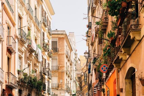 alley architecture balconies