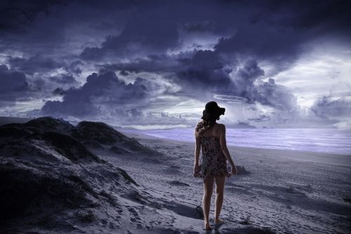 alone woman beach