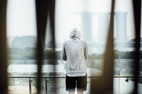 alone hoodie man