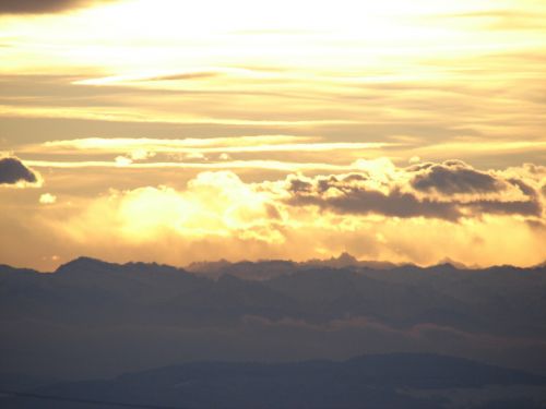 alpine distant view sunrise