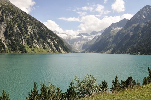 alpine reservoir mountains