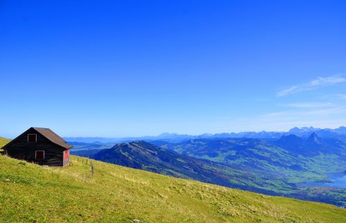 alpine mountain hut hiking vision