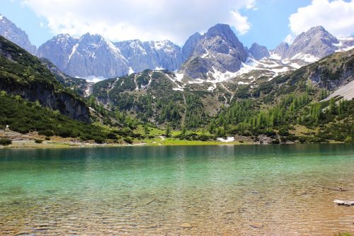 alpine lake mountains
