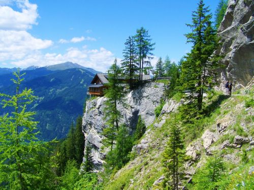 alpine mountain hut idyll