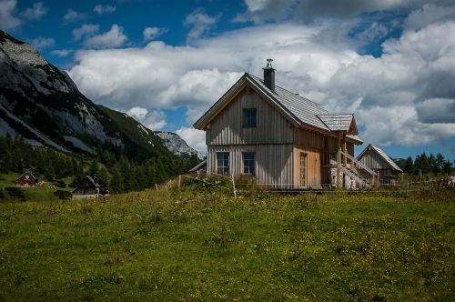alpine hut alm hut mountain
