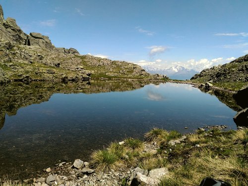 alpine lake  mountain  sky