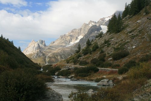 alps  stream  mountains