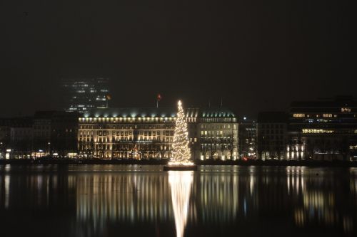 alster at night hamburg christmas market