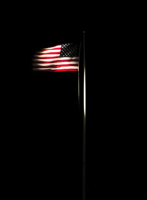 american flag night illuminated