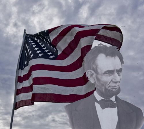 American Flag And Lincoln