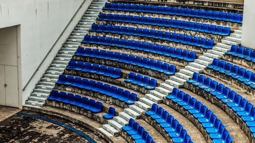 amphitheater  seats  blue