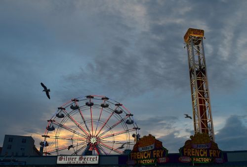 amusement park sunset ferris wheel