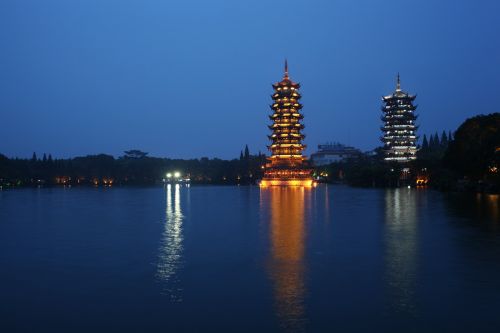 ancient tower stupa lake