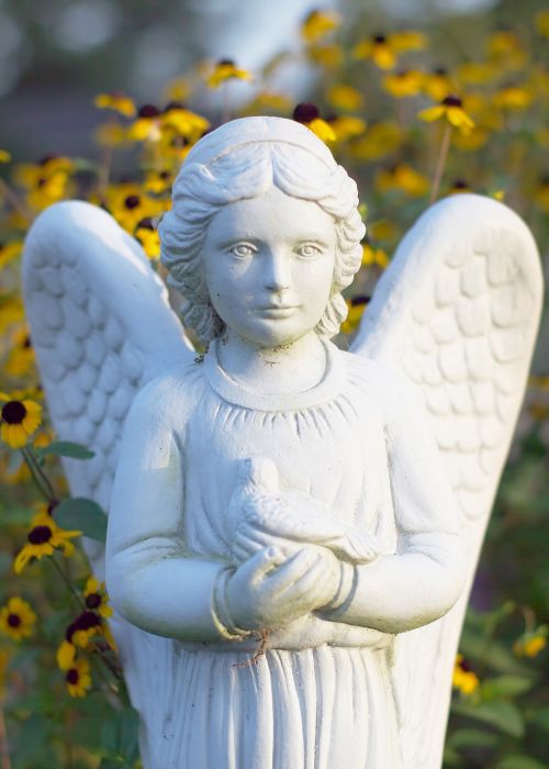 angel flower statue