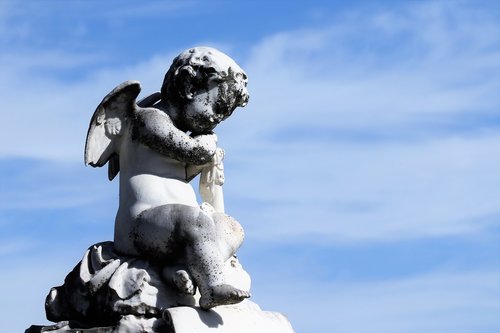 angel statue  old  sky