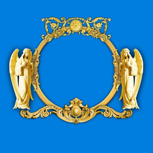 angels round frame tracery