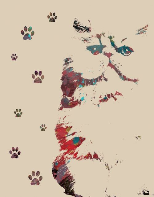 animal art cat print feline