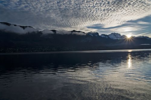 annecy sunrise lake autumn