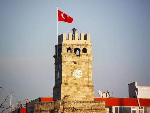 antalya clock tower flag