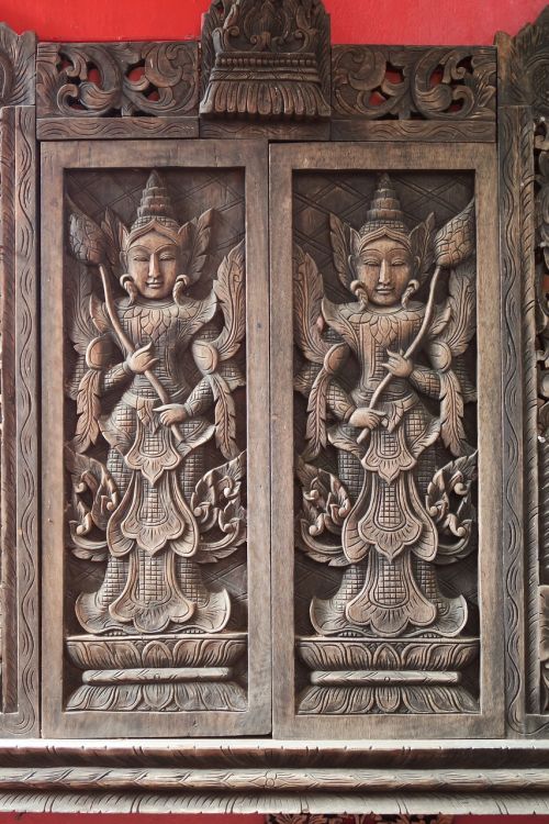 antique wood carving thailand