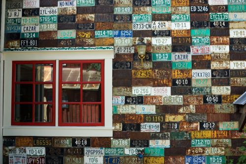 antique window license plate