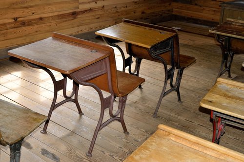 antique  wood desk  school
