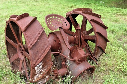 antique  rusted  farm machinery