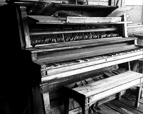 Antique Player Piano Black &amp; White