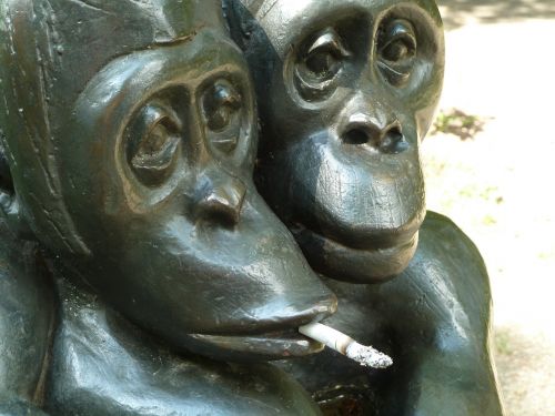ape statue smoking