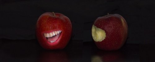 apple  red  teeth
