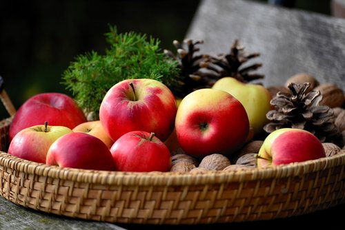 apple  walnuts  fruit basket