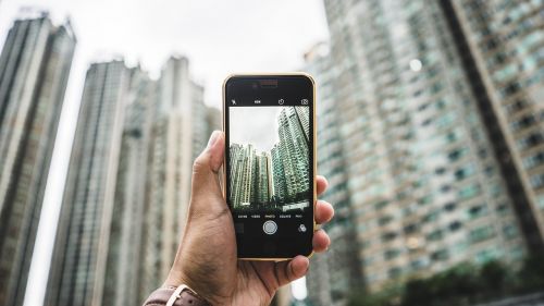 apple device blur buildings