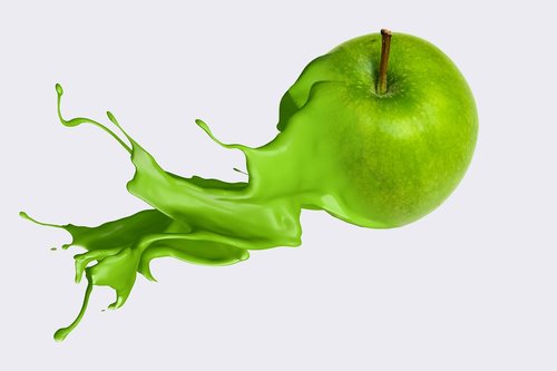 apple splash green  green apple  creative art