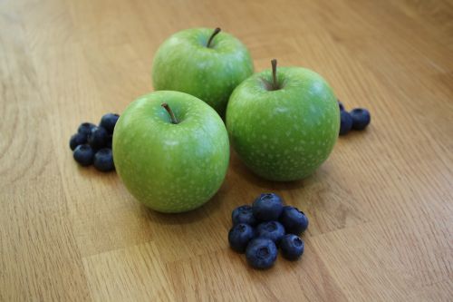 apples blueberries wood