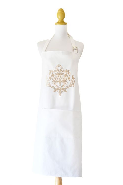 apron embroidered white