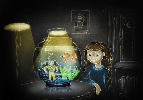 aquarium  evening  girl