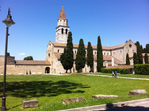 aquileia campanile cypress trees