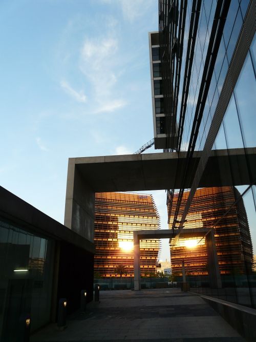 architecture sunset reflection