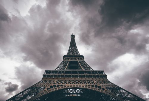 architecture clouds eiffel tower