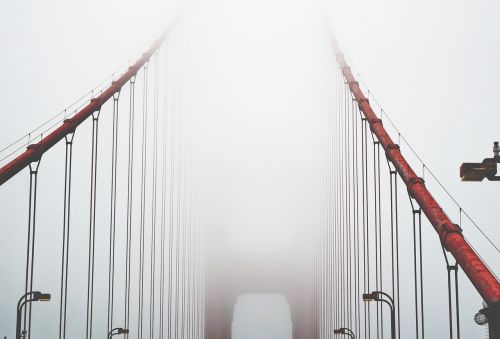 architecture bridge foggy