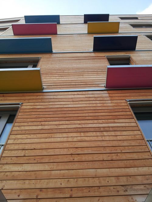 architecture building low consumption facade wood