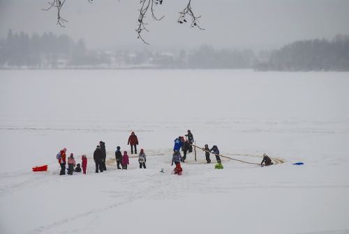 arctic sled winter lake