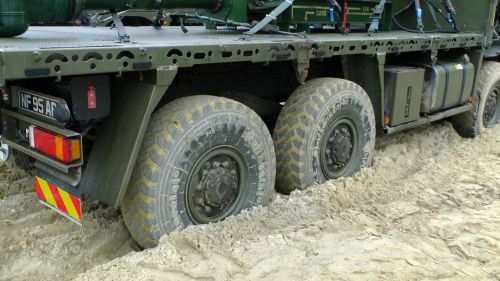 Army Truck Wheels In Sand