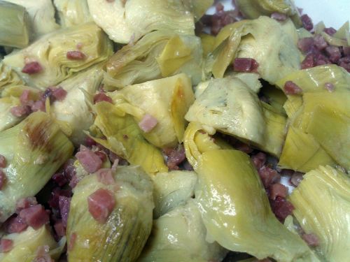 artichokes ham food