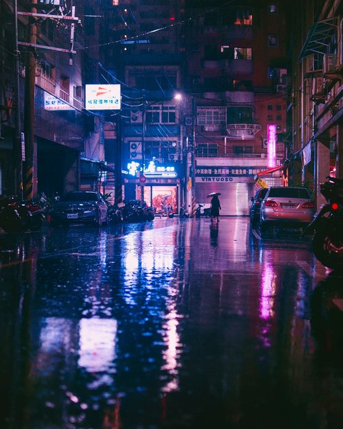 asia  rain  street